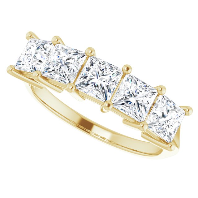 1.62ct Five Stone Princess Cut Moissanite Anniversary Ring