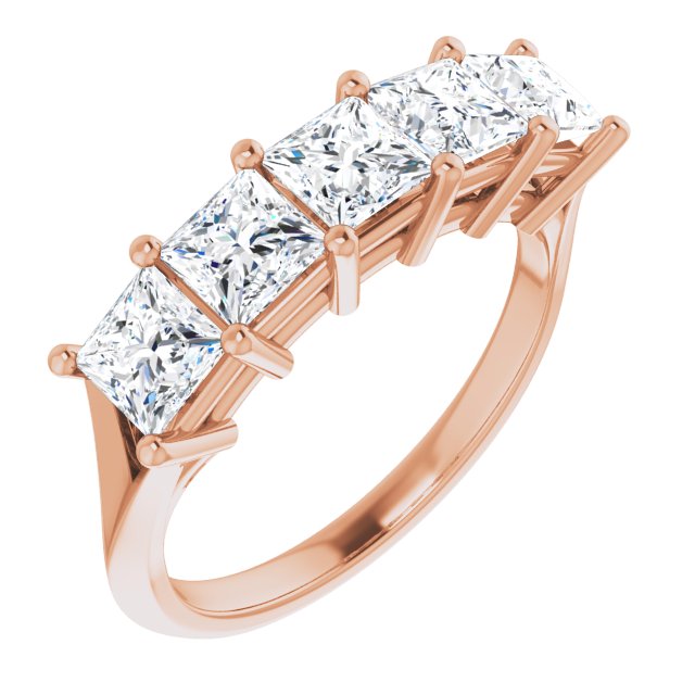 1.62ct Five Stone Princess Cut Moissanite Anniversary Ring