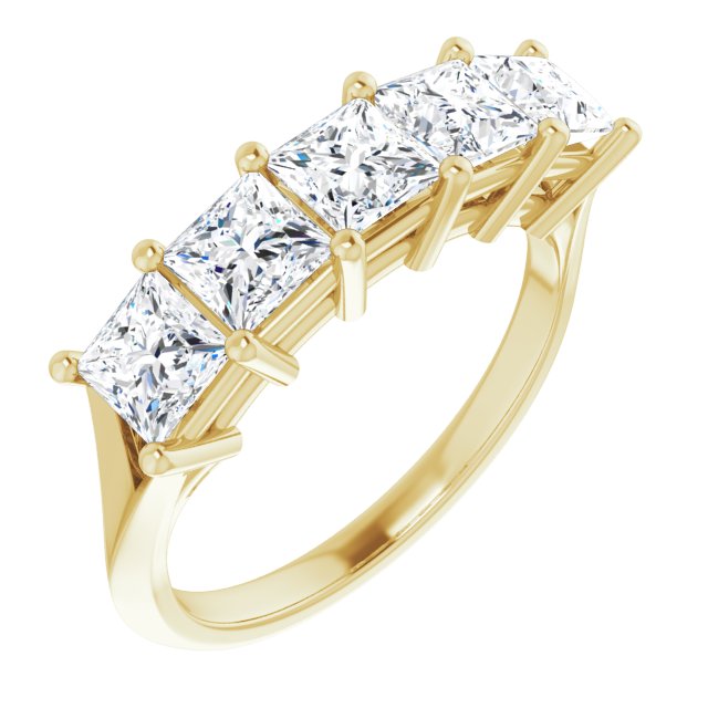 1.62ct Five Stone Princess Cut Moissanite Anniversary Ring