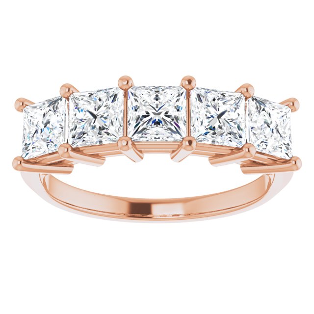 1.62ct Five Stone Princess Cut Moissanite Anniversary Ring