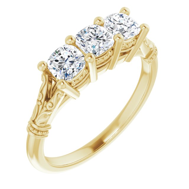 Vintage Cushion Cut Moissanite Anniversary Ring