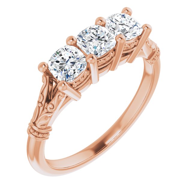 Vintage Cushion Cut Moissanite Anniversary Ring