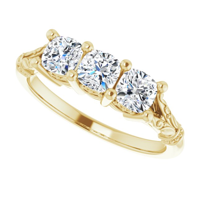 Vintage Cushion Cut Moissanite Anniversary Ring