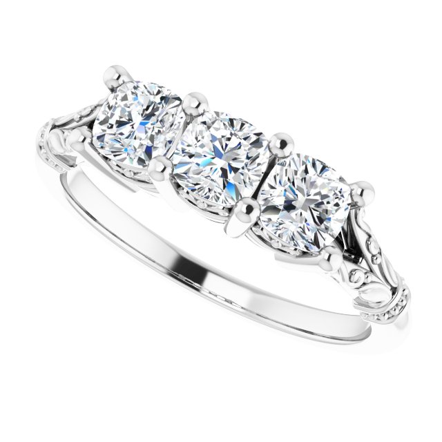 Vintage Cushion Cut Moissanite Anniversary Ring