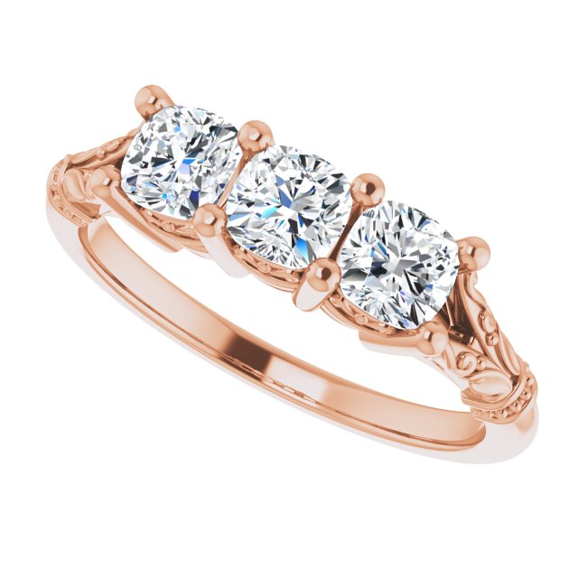 Vintage Cushion Cut Moissanite Anniversary Ring