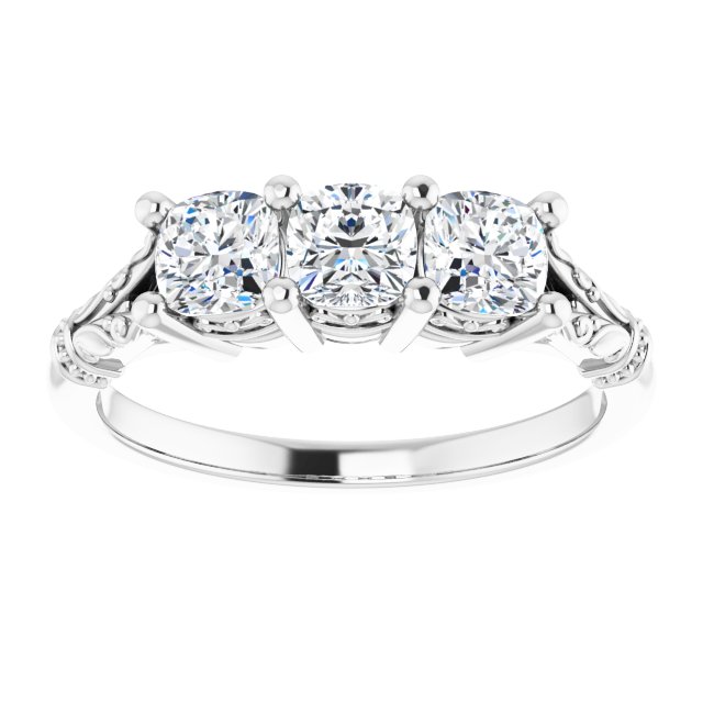 Vintage Cushion Cut Moissanite Anniversary Ring