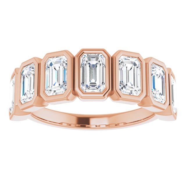 2.50ct Seven Stone Emerald Moissanite Anniversary Ring