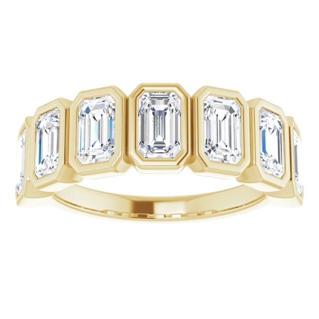 2.50ct Seven Stone Emerald Moissanite Anniversary Ring