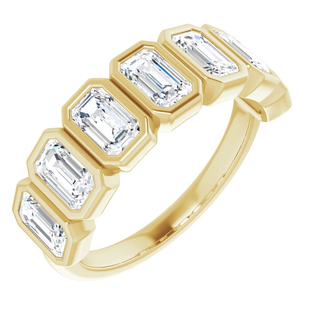 2.50ct Seven Stone Emerald Moissanite Anniversary Ring