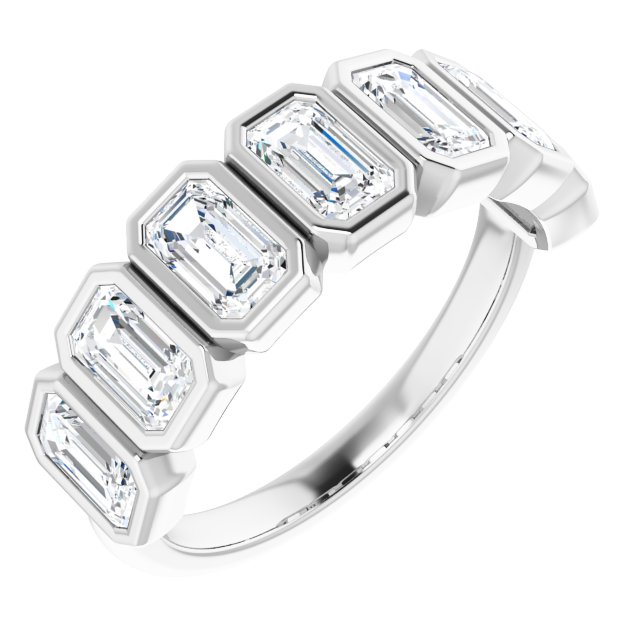 2.50ct Seven Stone Emerald Moissanite Anniversary Ring