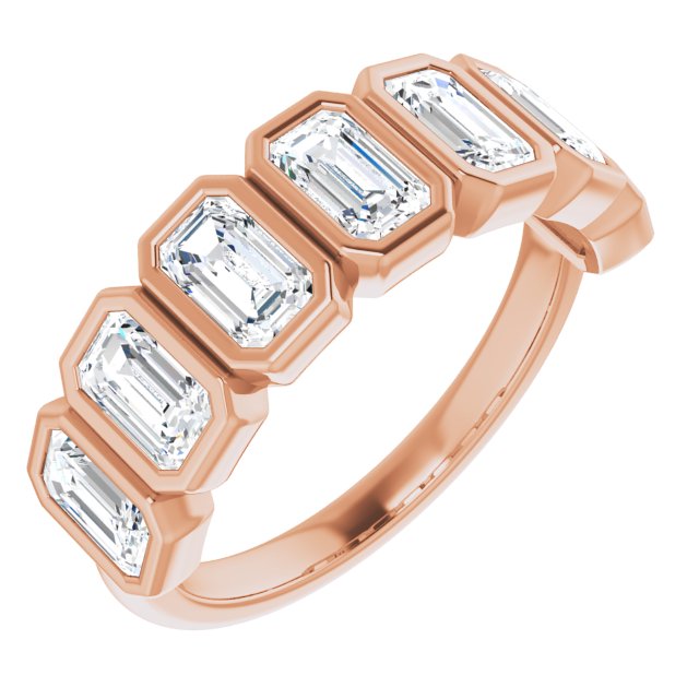 2.50ct Seven Stone Emerald Moissanite Anniversary Ring