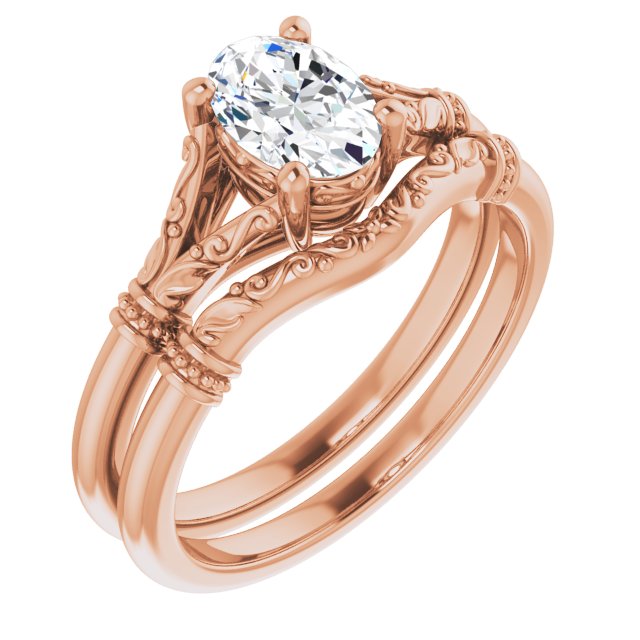 3/4ct Oval Moissanite Vintage Ring