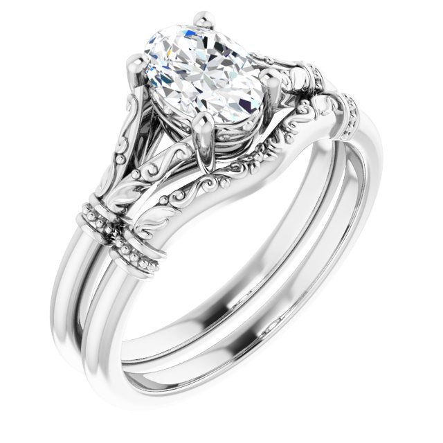 3/4ct Oval Moissanite Vintage Ring