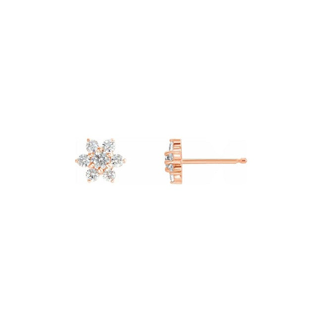 Rose Gold Petite LG Diamond Flower Earrings-2