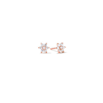 Rose Gold Petite LG Diamond Flower Earrings