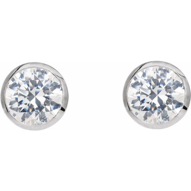 two carat moissanite studs bezel set
