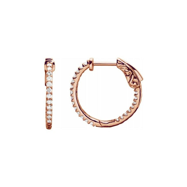 Rose Gold Lab Grown Diamond Inside Out Hoops