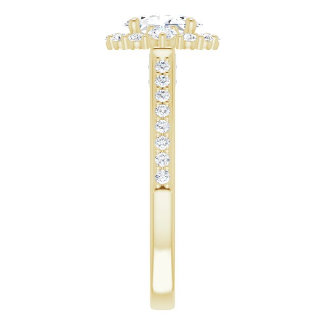 7 x 5mm Oval Halo Moissanite Vintage Ring