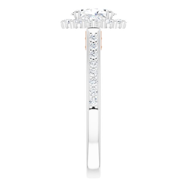 7 x 5mm Oval Halo Moissanite Vintage Ring