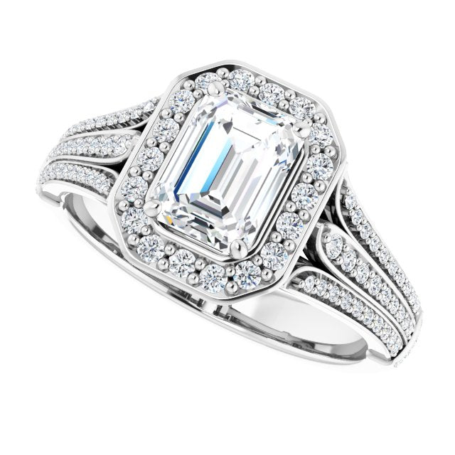 1.40ct Emerald Moissanite Vintage Ring