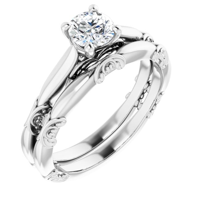 White Gold Vintage Wedding Band