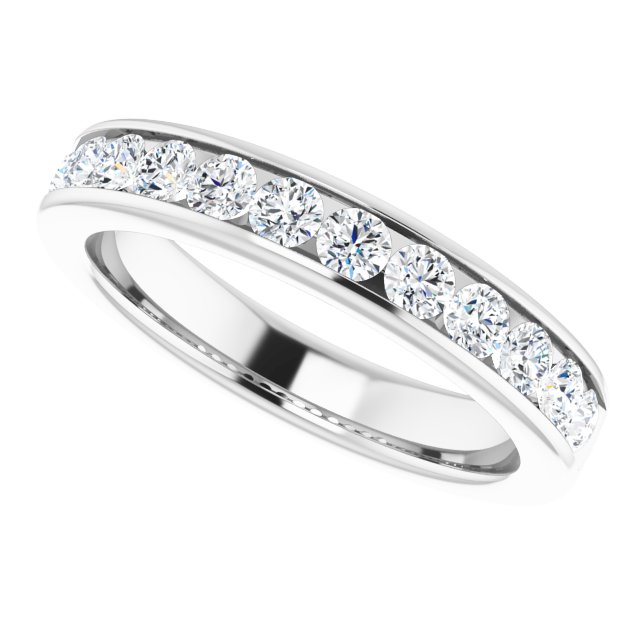 3/4 Carat Channel Set Round Brilliant Moissanite Ring