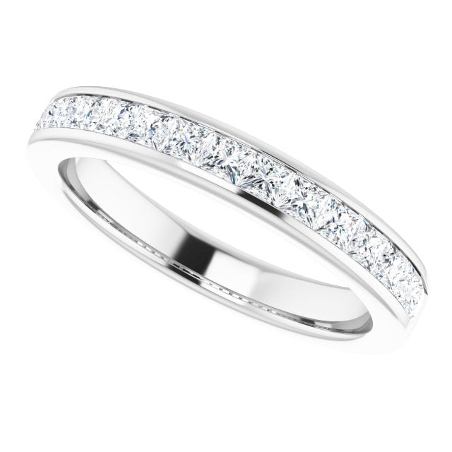 3/4 Carat Princess Cut Moissanite Channel Set Ring