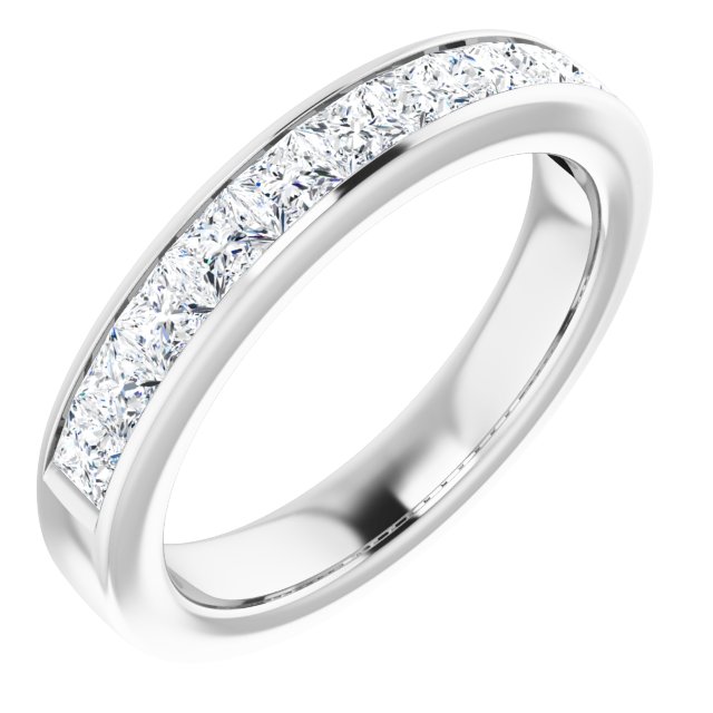 One Carat Princess Cut Moissanite Ring