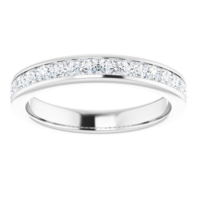 3/4 Carat Princess Cut Moissanite Channel Set Ring