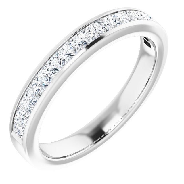3/4 Carat Princess Cut Moissanite Channel Set Ring