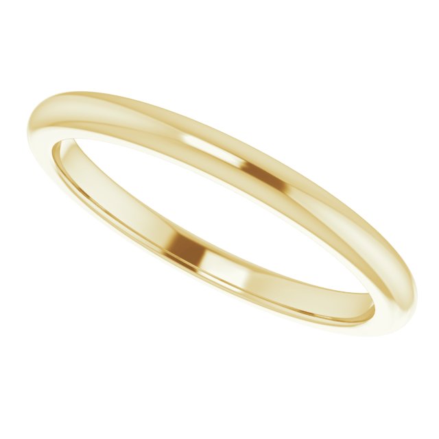2mm 1/4 Round Contoured Gold Wedding Band