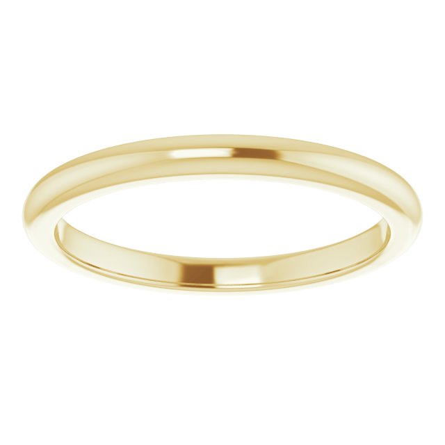 2mm 1/4 Round Contoured Gold Wedding Band