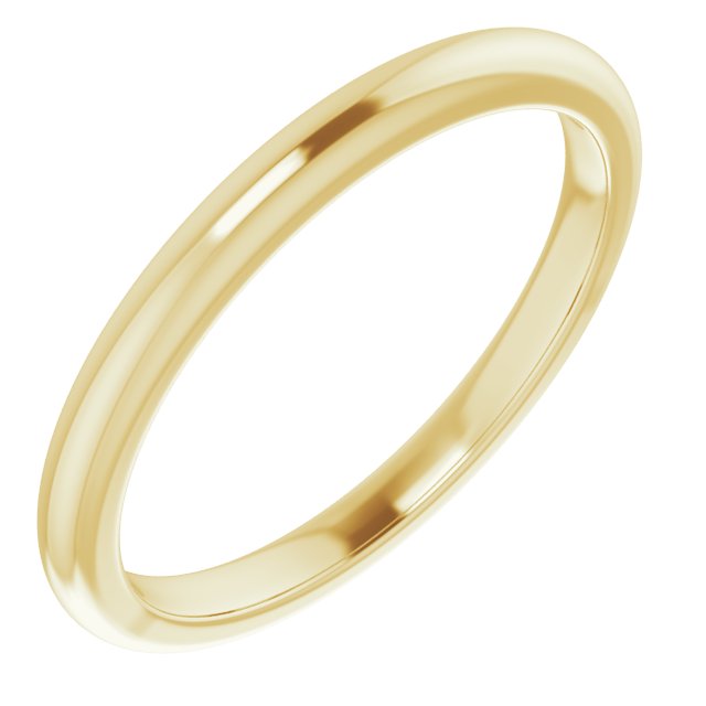 2mm 1/4 Round Contoured Gold Wedding Band