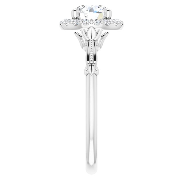 One Carat Moissanite Halo Ring With Vintage Detailing