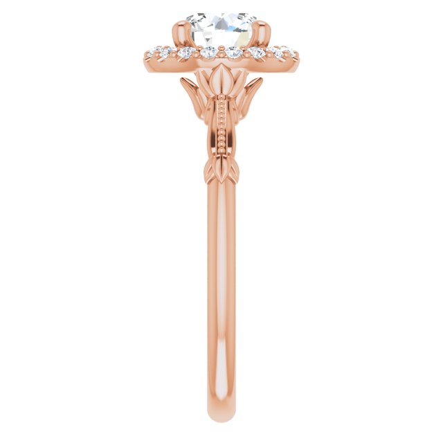 One Carat Moissanite Halo Ring With Vintage Detailing