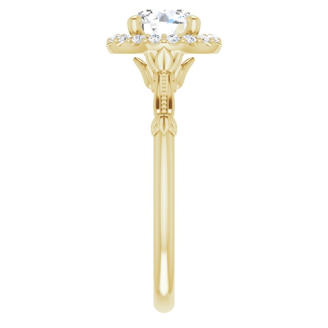 One Carat Moissanite Halo Ring With Vintage Detailing