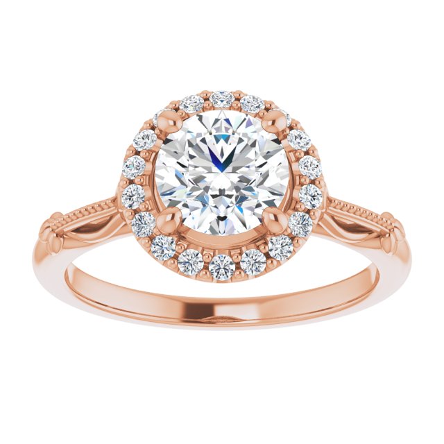 One Carat Moissanite Halo Ring With Vintage Detailing