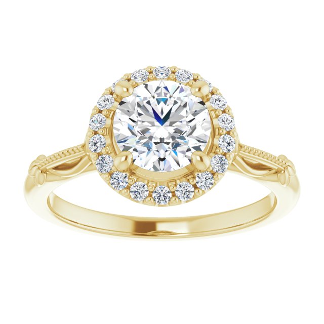 One Carat Moissanite Halo Ring With Vintage Detailing