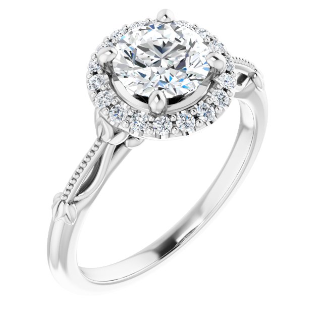 One Carat Moissanite Halo Ring With Vintage Detailing