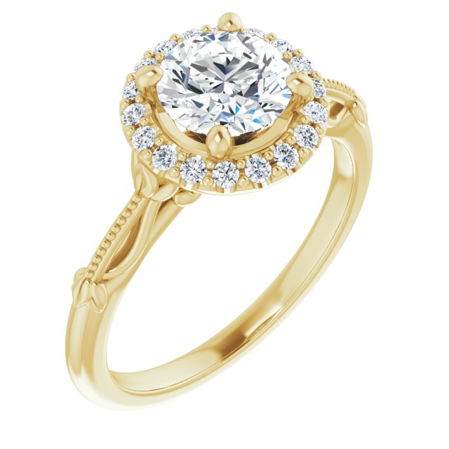 One Carat Moissanite Halo Ring With Vintage Detailing