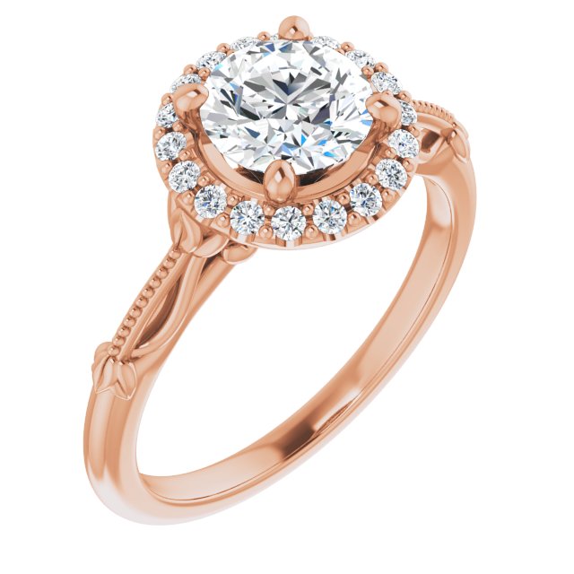 One Carat Moissanite Halo Ring With Vintage Detailing