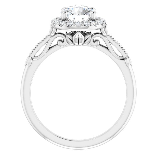 One Carat Moissanite Halo Ring With Vintage Detailing