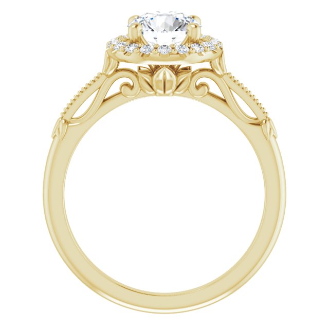 One Carat Moissanite Halo Ring With Vintage Detailing