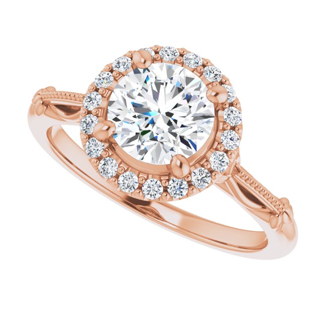 One Carat Moissanite Halo Ring With Vintage Detailing