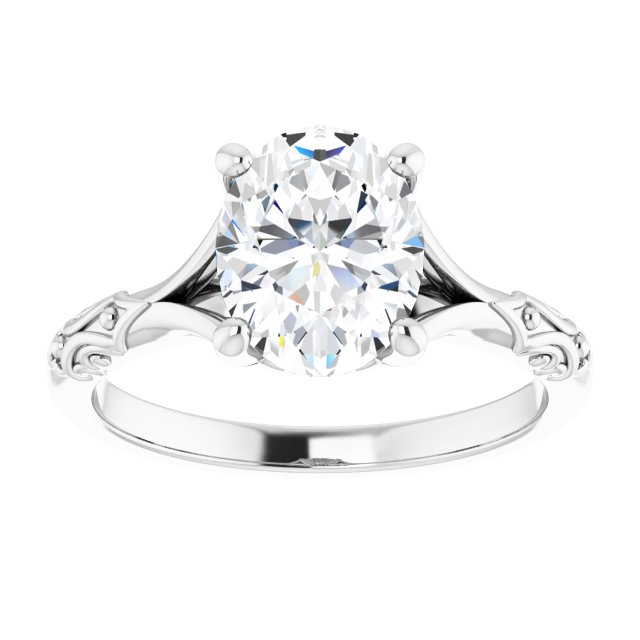 1.50ct Oval Moissanite Vintage Ring