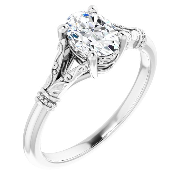 3/4ct Oval Moissanite Vintage Ring