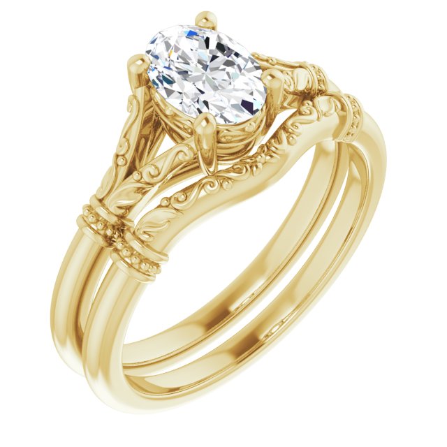 3/4ct Oval Moissanite Vintage Ring