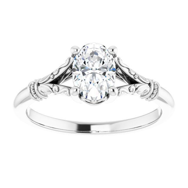 3/4ct Oval Moissanite Vintage Ring