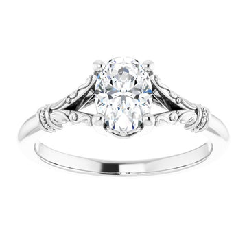 3/4ct Oval Moissanite Vintage Ring