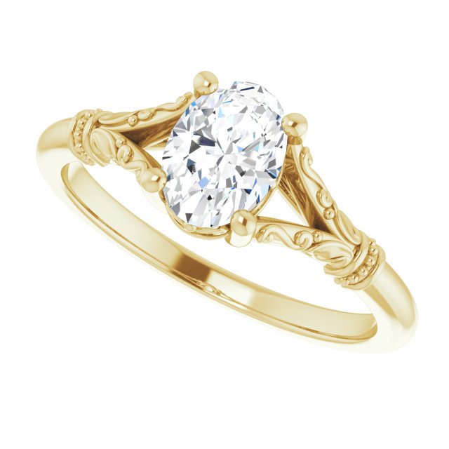 3/4ct Oval Moissanite Vintage Ring